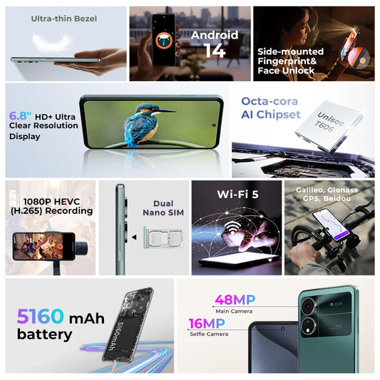 2024 Note 12 Smartphone: 6.8'' Display, Android 14, 48MP, 5160mAh, 128GB