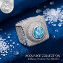 925 sterling silver ring, sea blue ring, lab diamond ring, square silver ring, luxury mens ring, hip hop ring, iced out ring, wedding band ring, cocktail ring, statement ring, mens jewelry, luxury jewelry, blue stone ring, silver wedding ring, rapper jewelry, party jewelry, big square ring, fashion ring, unique silver ring, elegant mens ring