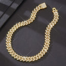 3 Pcs Necklace - Bracelet - Watch - Cuban Chain Watch - Miami Curb Iced Out Paved Rhinestone Rapper Cuban