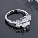 Three Stone Diamond Ring 925 Sterling Silver Ring Cushion Cut Lab Diamond