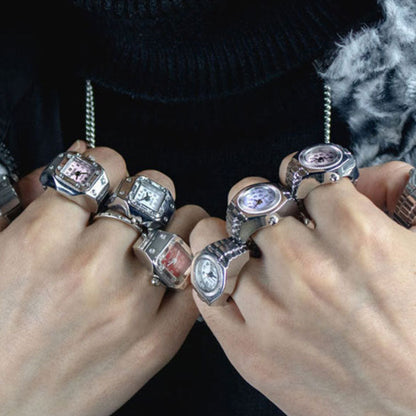 Vintage Finger Watch, Punk Style Watch Ring, Mini Elastic Strap Watch, Alloy Finger Clock, Retro Ring Watch, Men Women Watch Ring, Gothic Style Jewelry, Adjustable Watch Ring, Steampunk Finger Watch, Quartz Clock Ring, Fashion Punk Jewelry, Unisex Watch Ring, Retro Quartz Watch, Vintage Jewelry Gift, Cool Finger Timepiece, Unique Watch Jewelry, Mini Clock Ring, Classic Alloy Watch, Trend Watch Ring, Stylish Punk Accessory,