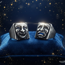 gothic ring, punk ring, mask ring, stainless steel jewelry, vintage ring,