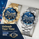 Business Quartz Watch Set 2 Pieces – Arabic Dial Stainless Steel Band (No Gift Box)