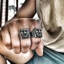 Gothic Mask Vintage Ring – Stainless Steel Punk Jewelry