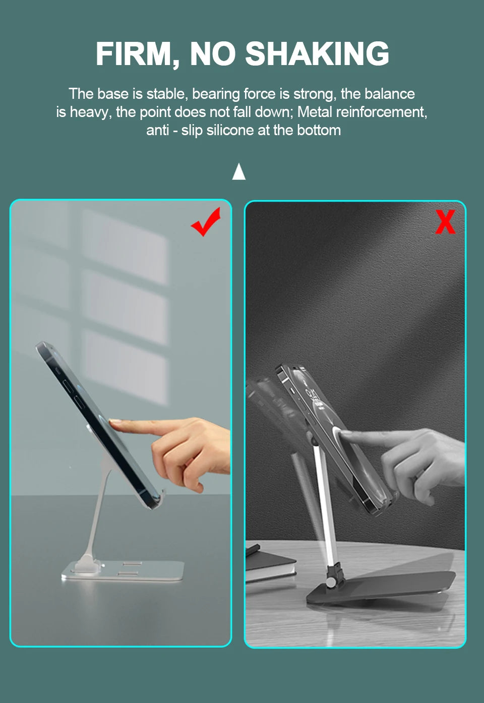 All Aluminum Alloy Foldable Desk Phone & Tablet Holder – Adjustable Stand for Desktop Use