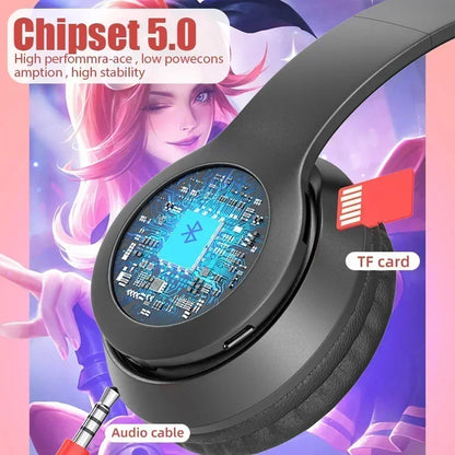 P47M Wireless Headphone Flash Light Cute Cat Ears Fone with Mic Control LED Stereo Music Helmet Phone Bluetooth