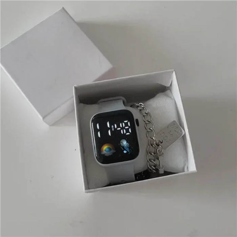 women’s digital watch, pink LED watch, fashion sports watch, silicone strap watch, electronic wristwatch, casual women watch, montre femme, reloj para mujer,