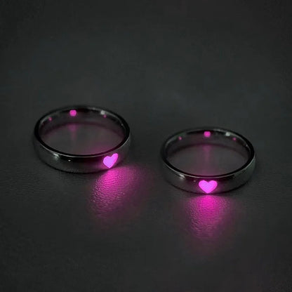Luminous Love Heart Couple Ring / Vintage Ring – Blue and Pink