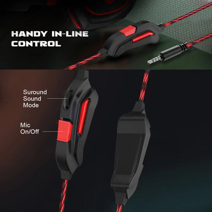 Wired Gaming Headset with Mic: Noise-Isolating Over-Ear Headphones for PC, PS4, PS5, Xbox