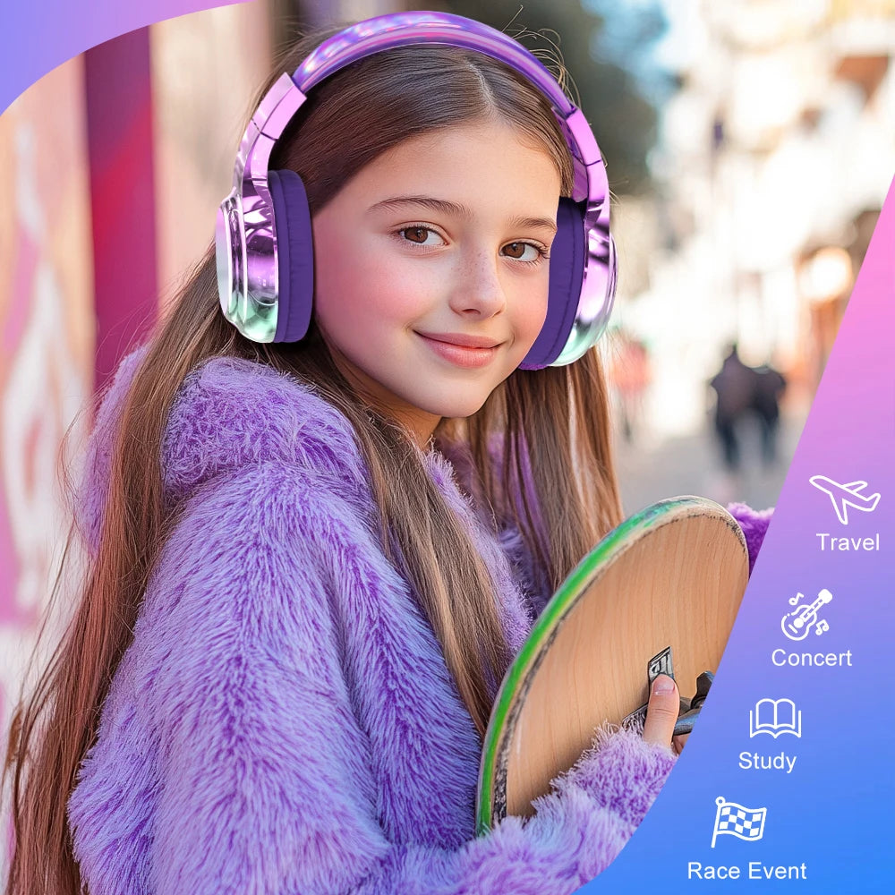Bluetooth Headphones for Kids - Wireless Stereo Headset with Mic, Perfect for Travel & Christmas Gifts