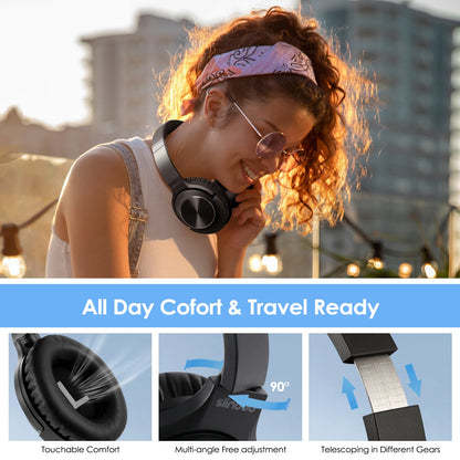 Wireless Active Noise Cancelling Headphones, Over Ear Bluetooth 5.3 Headset, 65 Hours Playback, Deep Bass, Built-in Mic