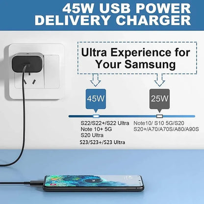 PD 45W USB Charger Fast Charger For S23 Ultra Nte10 Plus With USB C To Type C Quick Charge Cable Phone Adapter