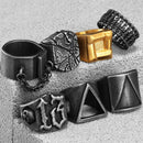 men’s stainless steel ring, retro ring, punk ring, geometric ring, luxury men jewelry