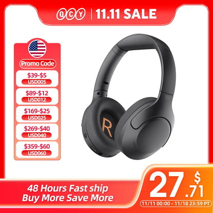 Wireless Bluetooth 5.3 Headphones: Active Noise Cancelling Over-Ear HiFi Sound