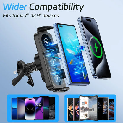 Car Wireless Charger Stand For Galaxy Z Fold 6/5/4 & iPhone 16/15/14 Pro