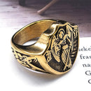 Vintage Ring, Catholic Ring, Saint Ring, Michael Ring, Protection Ring, Stainless Ring, Steel Ring, Gold Ring, Plated Ring, Archangel Ring, Boyfriend Ring, 