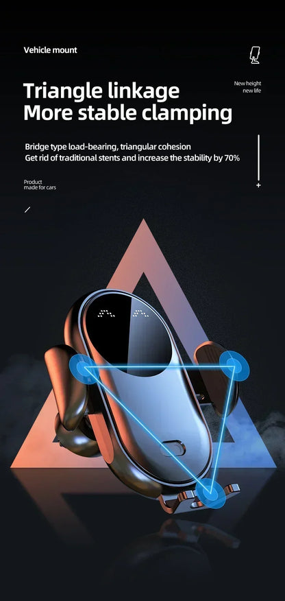 Car Wireless Charger Mount & Phone Holder For iPhone 15/14/13/12 & Samsung