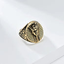 23mm Ancient Egypt Pharaoh Portrait Stainless Steel Rings Punk Trendy - Fashion Amulet Jewelry Creativity Gift