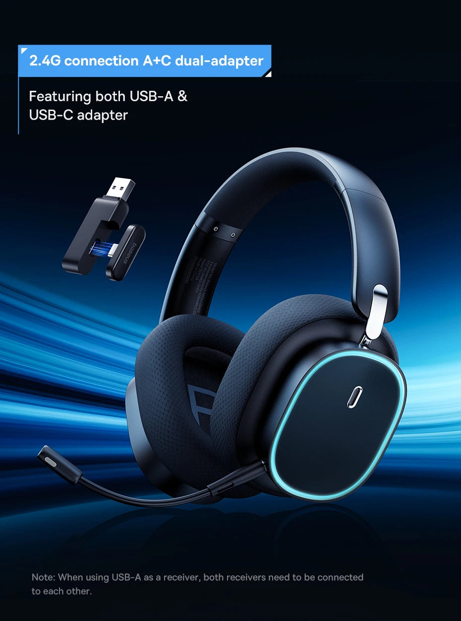 GH02 Wireless Gaming Headphones: Bluetooth 5.3 Over-Ear Headset with Mic & RGB
