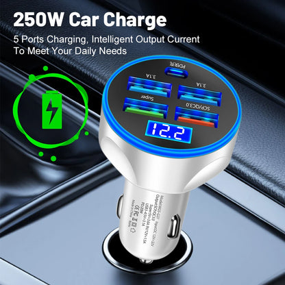 20W Car Charger 5 Ports Car Phone Charger PD QC3.0 Super Charger 5V 3.1A Fast Charging for iPhone Samsung for Huawei Xiaomi