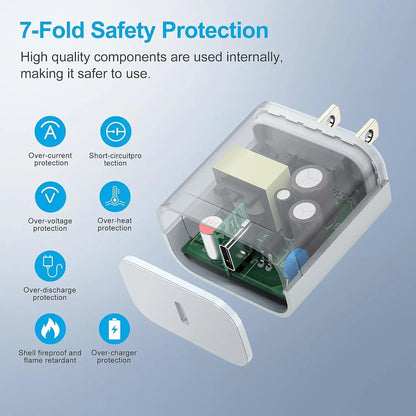 Phone Fast Charger 3 - 3Pack 20W USB C Wall Charger with 6FT Fast Charging Cable Compatible with Phone 14/13/12/11/Pro/Pro