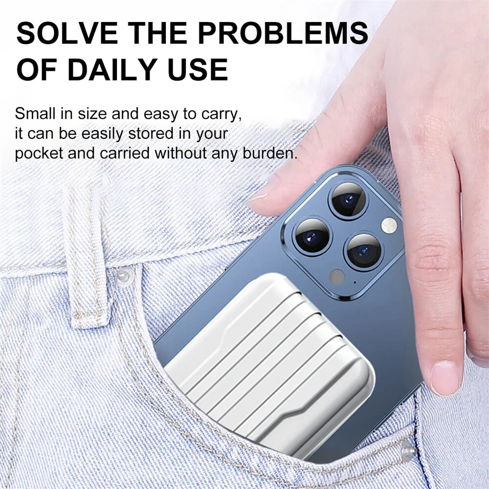 Power Bank Portable Charger 10000mAh 15W Wireless Fast Charger - Universal Built-in Cable Mobile Power