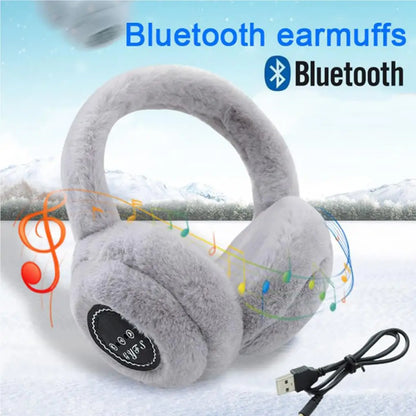 Winter Outdoor Plush Earmuffs Bluetooth Wireless Cute Warm Fur Headphones Earphones Solid Wireless