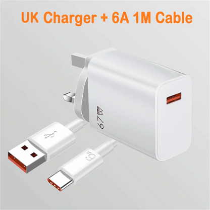 67W USB GaN Charger Quick Charge3.0 Phone Adapter EU/US Plug For Fast Charging