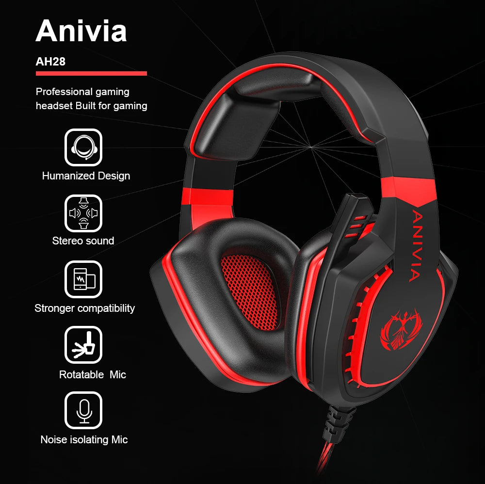 Wired Gaming Headset with Mic: Noise-Isolating Over-Ear Headphones for PC, PS4, PS5, Xbox
