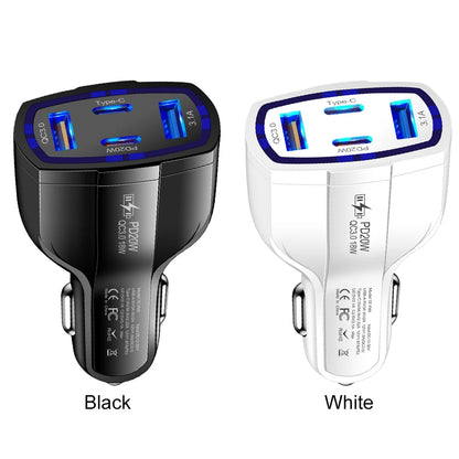 Car Power Adapter PD 20W - 4-in-1 Car Cigarette Lighter Charger with QC3.0, 18W, 2USB+2PD USB Type C - Fast Charging