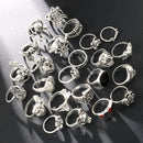 24 Pcs Gothic Skeleton Unisex Ring Set Punk Grunge Butterfly Frog