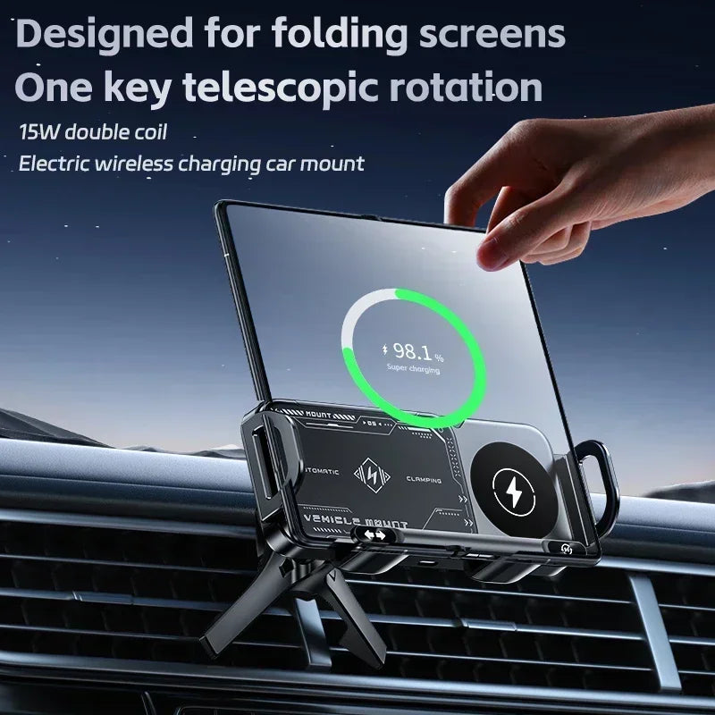 Car Wireless Charger Stand For Galaxy Z Fold 6/5/4 & iPhone 16/15/14 Pro