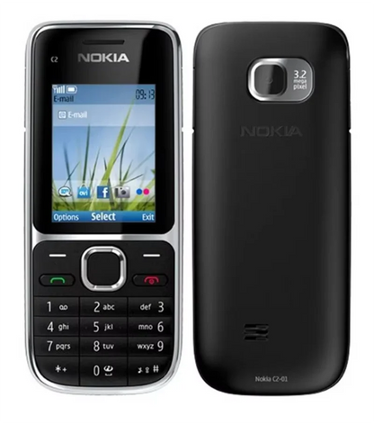 NO-kia C2 C2-01 GSM Mobile Phone - Unlocked 2G/3G Cellphone, Keyboard with Logo Button, Used Phone