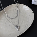 Double Layered Love Heart charms for necklace: Simple Neck Chain