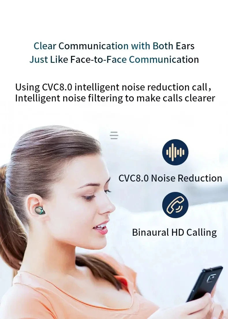 F9 Wireless Bluetooth Earbuds TWS Waterproof Headphones with Digital Display, Large Capacity Charging Case