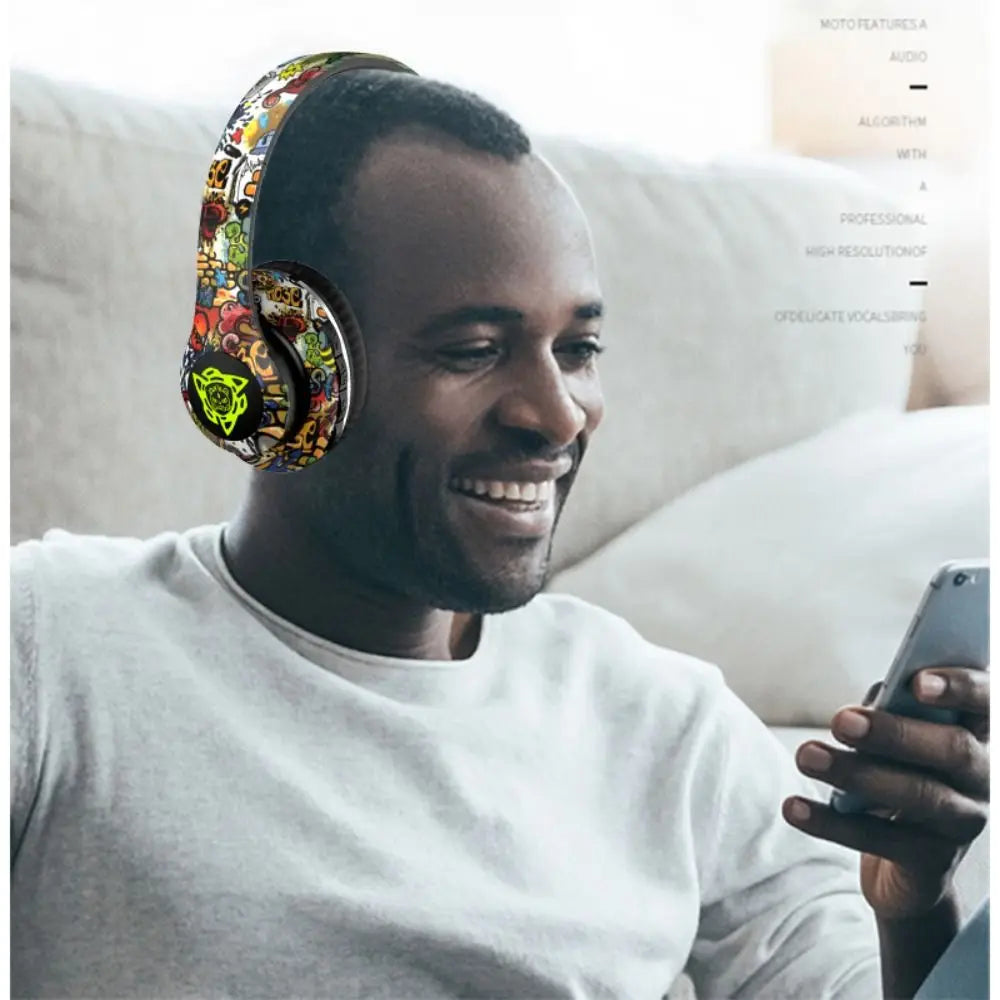 Bluetooth Headphones Hi-Fi Sound Bass Wireless Over The Ear Headphone Built In Mic Headset Noise Earphone