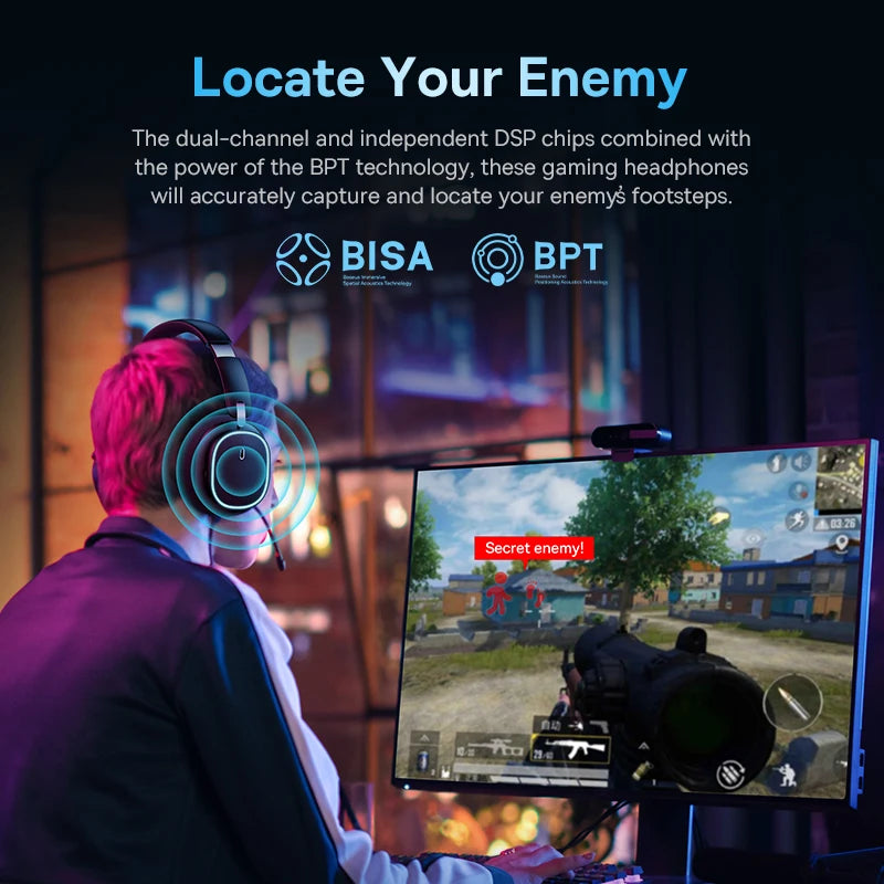 GH02 Wireless Gaming Headphones: Bluetooth 5.3 Over-Ear Headset with Mic & RGB