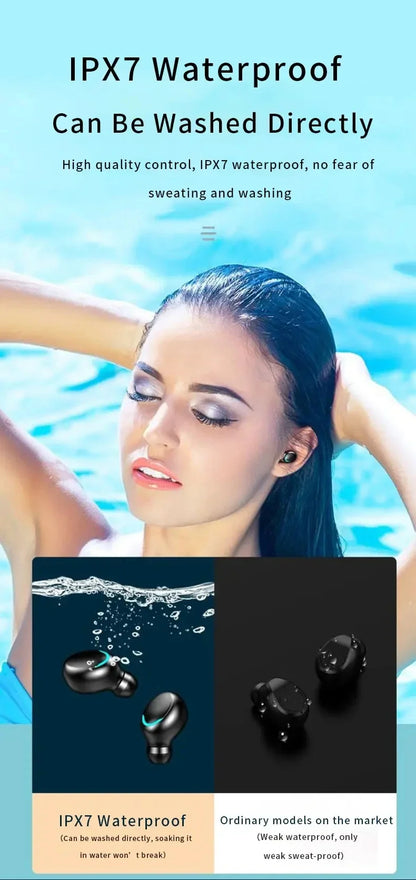 F9 Wireless Bluetooth Earbuds TWS Waterproof Headphones with Digital Display, Large Capacity Charging Case