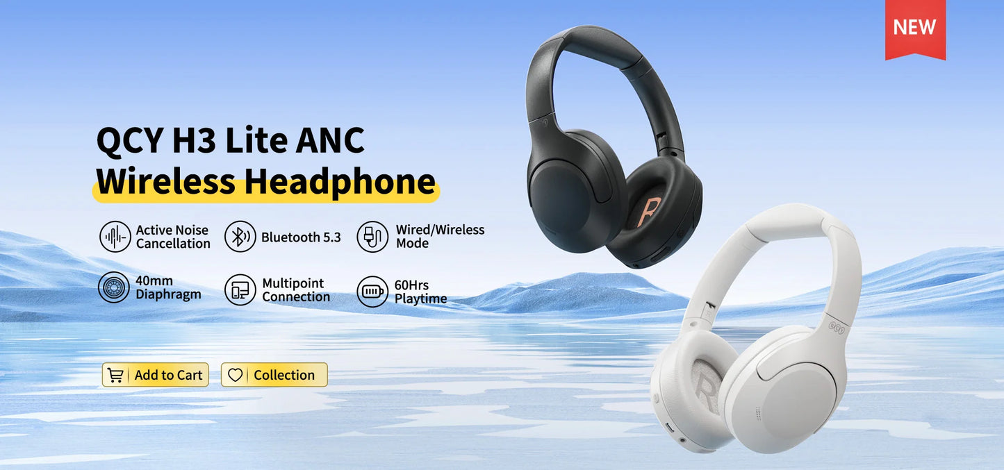 Wireless Bluetooth 5.3 Headphones: Active Noise Cancelling Over-Ear HiFi Sound