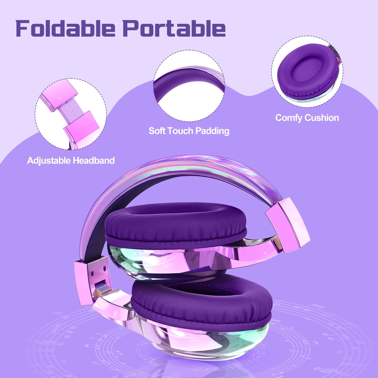 Bluetooth Headphones for Kids - Wireless Stereo Headset with Mic, Perfect for Travel & Christmas Gifts