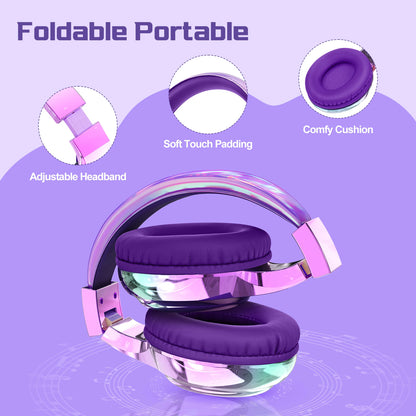 Bluetooth Headphones for Kids - Wireless Stereo Headset with Mic, Perfect for Travel & Christmas Gifts