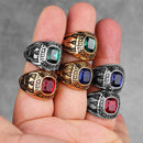 Stainless Steel Men Rings Rhinestone High School Eagle Punk Hip Hop for Biker