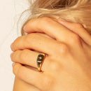 Vintage Star Gold Europe Style Nostalgic Fine Jewelry Summer - 925 Sterling Silver - Men's Signet Ring Silver