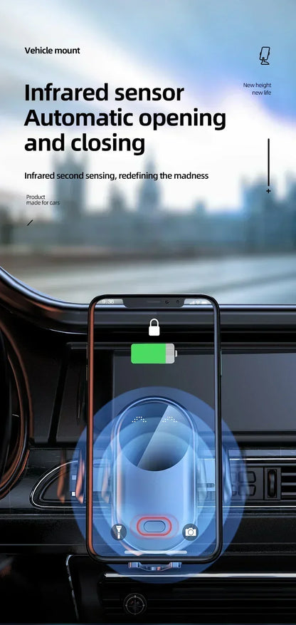 Car Wireless Charger Mount & Phone Holder For iPhone 15/14/13/12 & Samsung