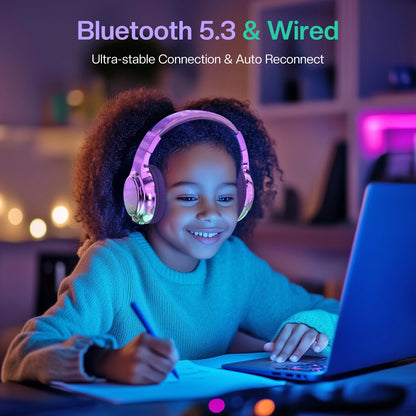 Bluetooth Headphones for Kids - Wireless Stereo Headset with Mic, Perfect for Travel & Christmas Gifts