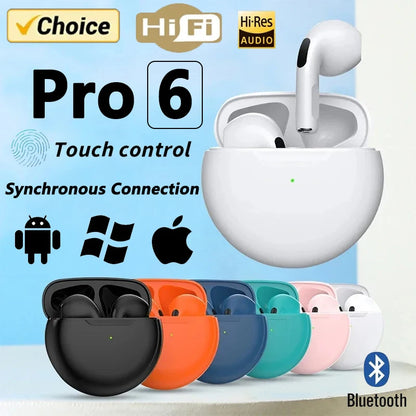TWS Pro6 Earphone Bluetooth Headphones with Mic 9D Earbuds Wireless Bluetooth