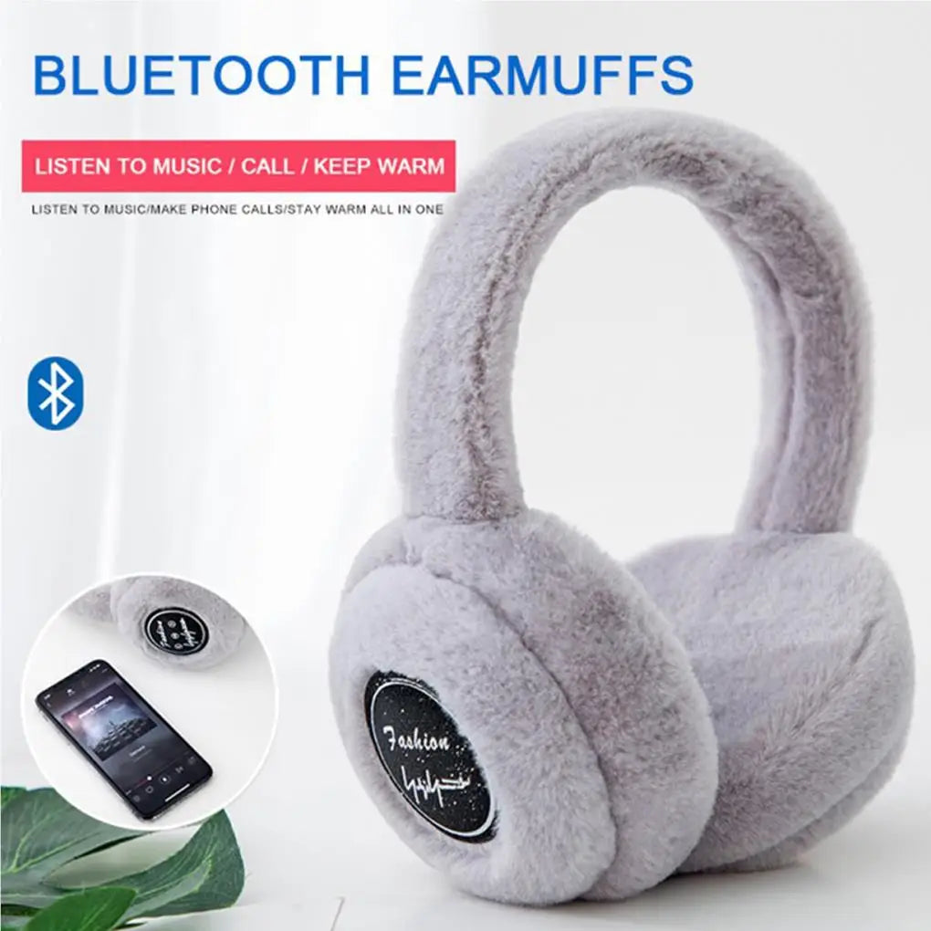 Winter Outdoor Plush Earmuffs Bluetooth Wireless Cute Warm Fur Headphones Earphones Solid Wireless