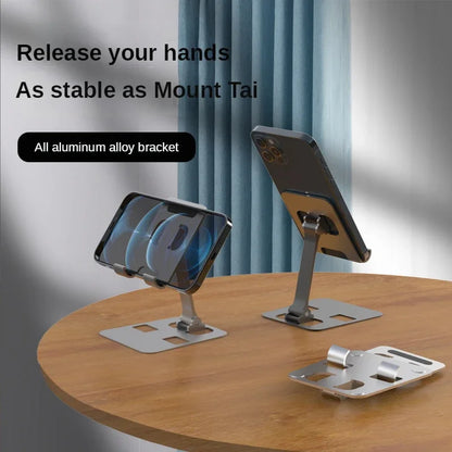 All Aluminum Alloy Foldable Desk Phone & Tablet Holder – Adjustable Stand for Desktop Use