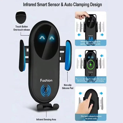 Car Wireless Charger Mount & Phone Holder For iPhone 15/14/13/12 & Samsung