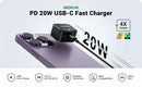 20W USB C Charger Block, PD 3.0 Fast USB C Wall Charger with Foldable Plug,for Phone 15 14 13 12 Pro/Plus, S23